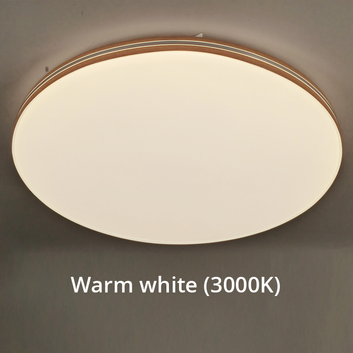 LED Ceiling Light from GM825Y with brown wood round trim around the light cover