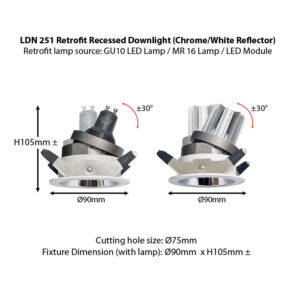 LED Recessed Downlight LDN LSD GPMZ-251 DIMENSION