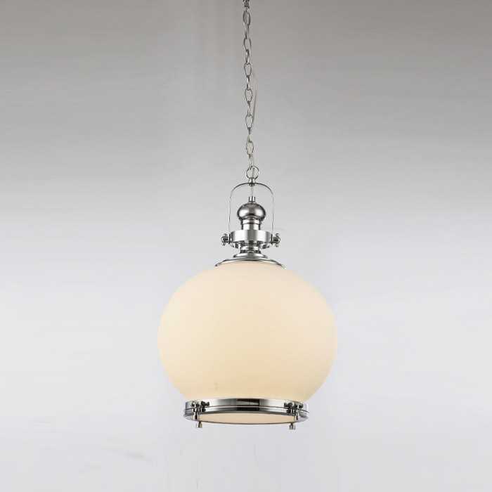 Pendant Light HLL MD9024 in chrome and opal white glass